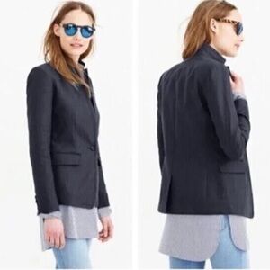 J. Crew Regent Blazer Size 10 Linen Navy Pockets Single Button Office Jacket New